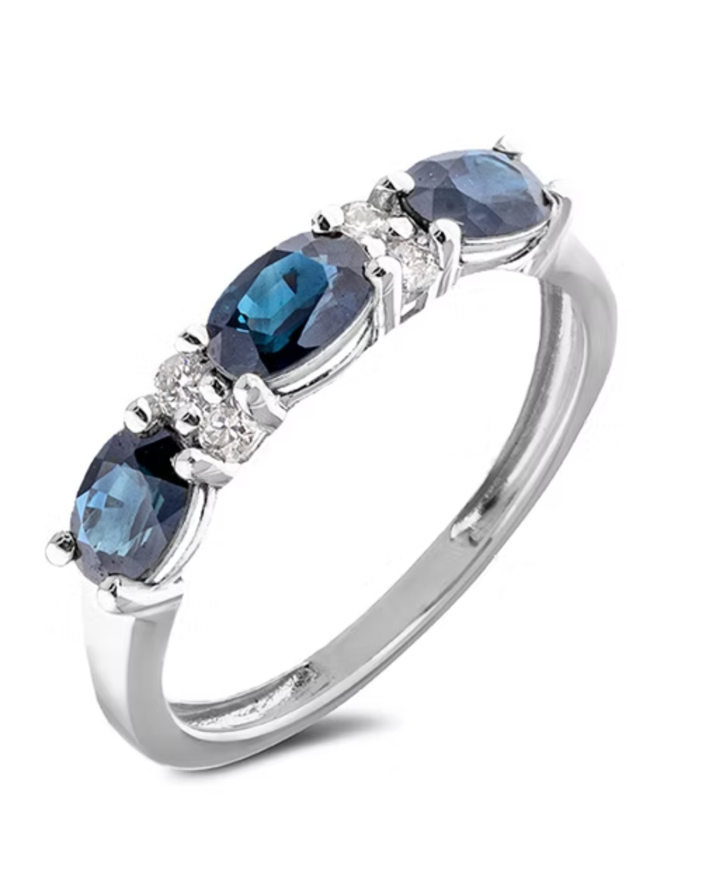 10kt White Gold 0.90 Sapphire + 0.06TW Diamond Ring