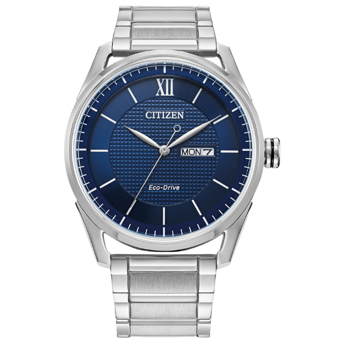 Citizen Classic Silver Tone Blue Dial Eco Drive Watch AW0081-54L