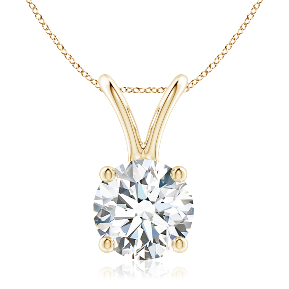 14kt Yellow Gold 2.01ct Round Cut Lab Grown Diamond Pendant and Chain