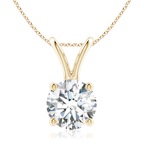 14kt Yellow Gold 2.03ct Round Cut Lab Grown Diamond Pendant and Chain