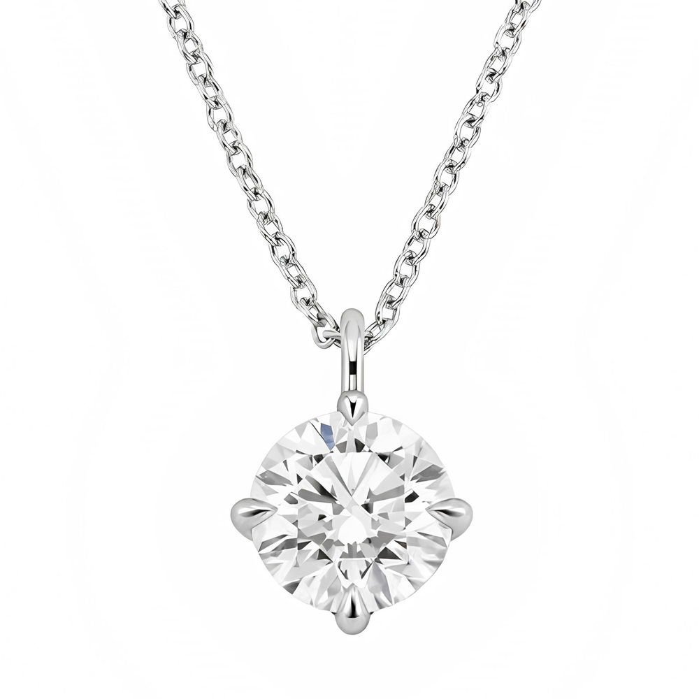 14kt White Gold 2.03ct Round Cut Lab Grown Diamond Pendant and Chain