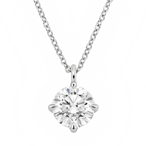 14kt White Gold 2.03ct Round Cut Lab Grown Diamond Pendant and Chain