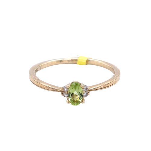 10kt Yellow Gold 5X3MM Peridot +.02TW Diamond Ring