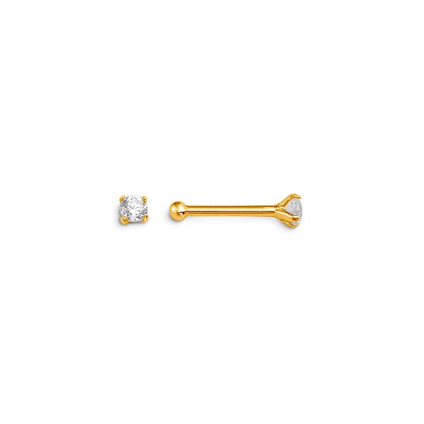 14kt Yellow Gold CZ Prong Set Nose Stud