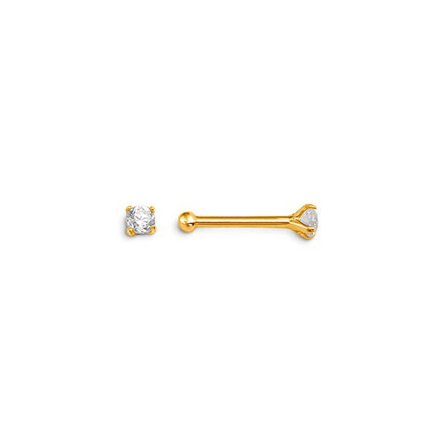 14kt Yellow Gold CZ Prong Set Nose Stud
