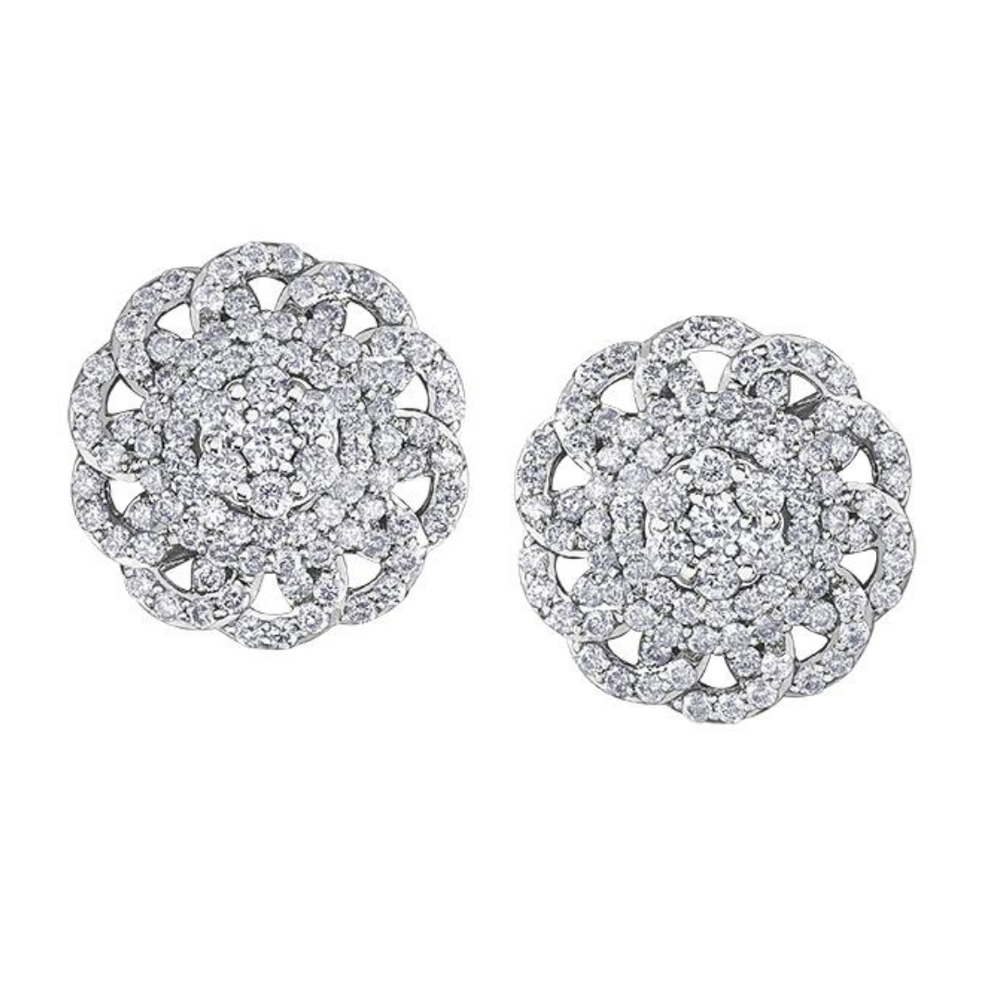 10kt White Gold 1ct Diamond Circle Stud Earrings
