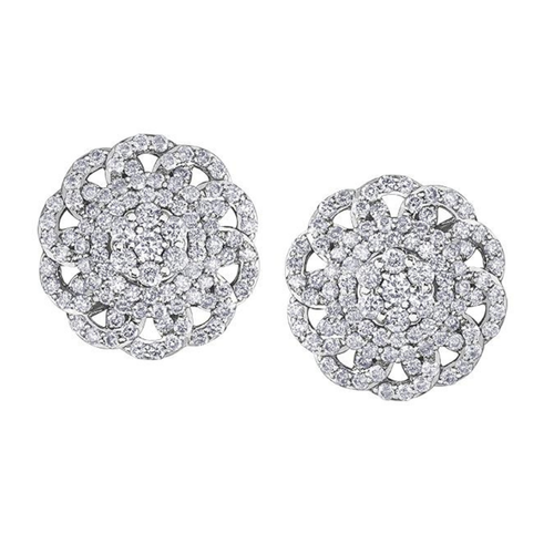 10kt White Gold 1ct Diamond Circle Stud Earrings