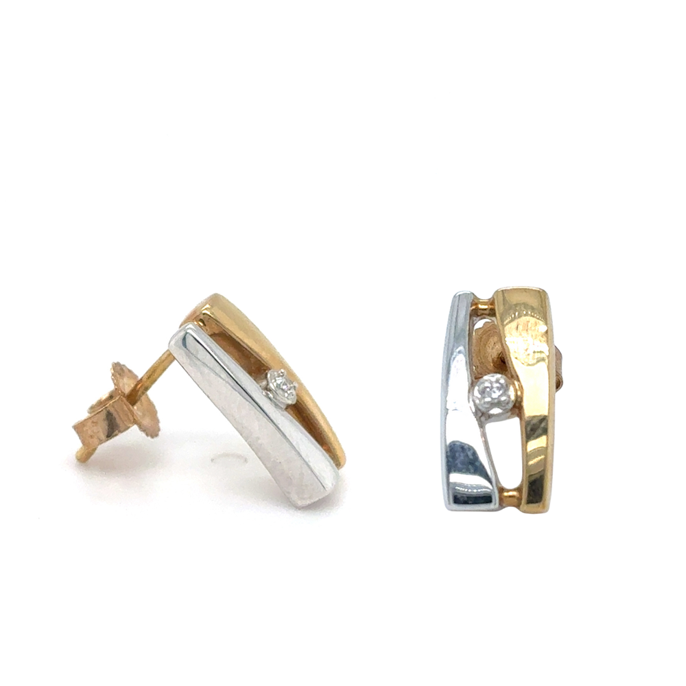 10kt Two-tone Gold .01ct Diamond Stud Earring