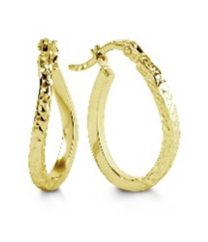10kt Yellow Gold Fancy Diamond Cut Hoop Earrings