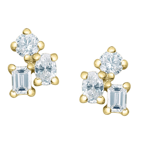 10kt Yellow Gold .30ct Total Weight Multiple Cut Lab Grown Diamond Stud Earrings