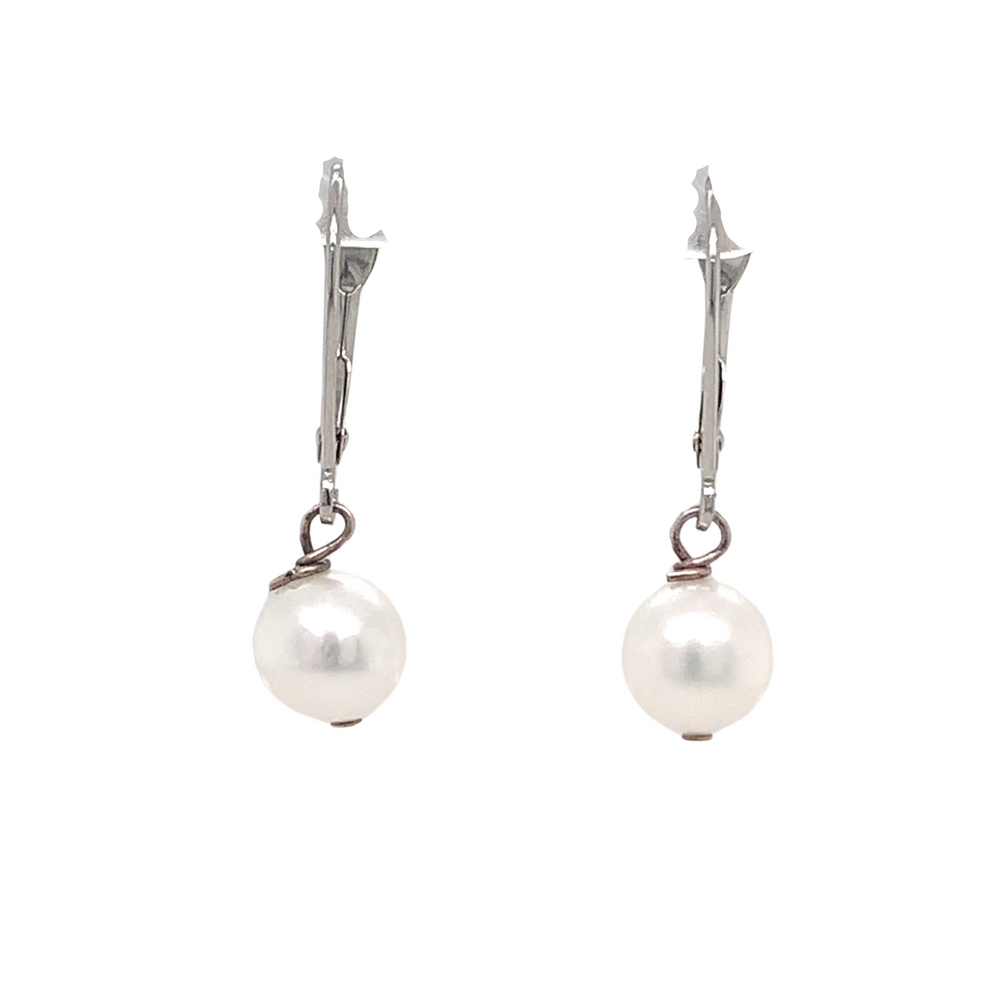 14K White Gold 7mm Pearl earrings