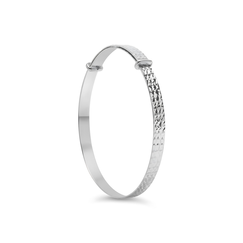 10kt White Gold Diamond Cut Baby Expansion Bangle