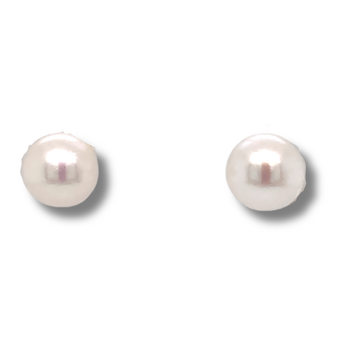 14K Yellow Gold 6-6.5mm White Pearl earrings