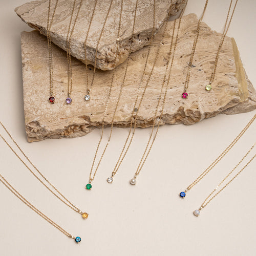 10kt Yellow Gold Lab Grown 4mm 3 Prongs Birthstone Pendants