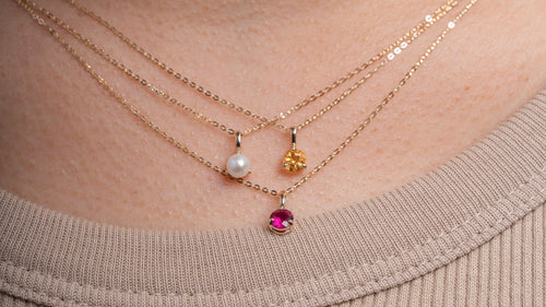 10kt Yellow Gold Lab Grown 4mm 3 Prongs Birthstone Pendants