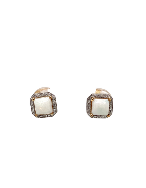 10kt Yellow Gold Opal diamond Earrings