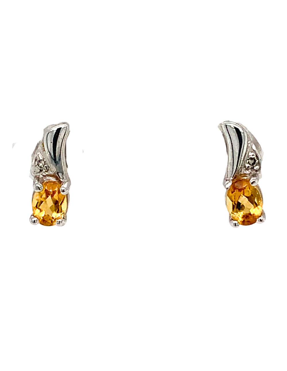 10KT White Gold Citrine Diamond Earrings