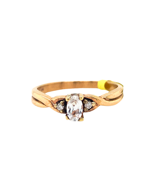 10kt Yellow Gold White Topaz + Diamond ring