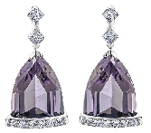 10kt White Gold Lilac Amethyst Diamond Earrings