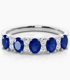 10kt White Gold  3=5X4MM Sapphire +.27TW Rings