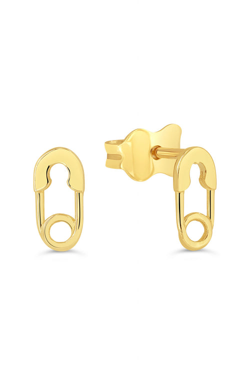 10kt Yellow Gold Baby Safety Pin Earrings