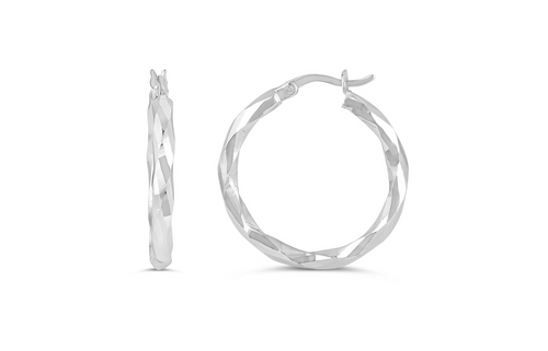 10kt White Gold Hoop  Earrings