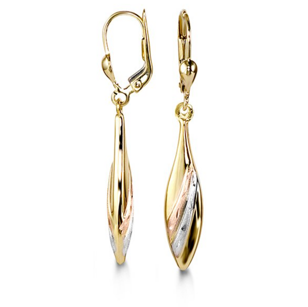 10kt Tri-Tone Gold Drop Earrings