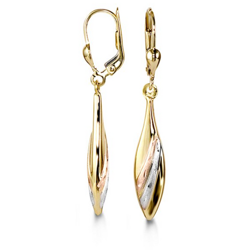 10kt Tri-Tone Gold Drop Earrings