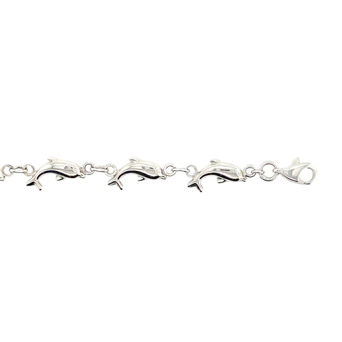 10kt White Gold Fancy Dolphins Bracelet