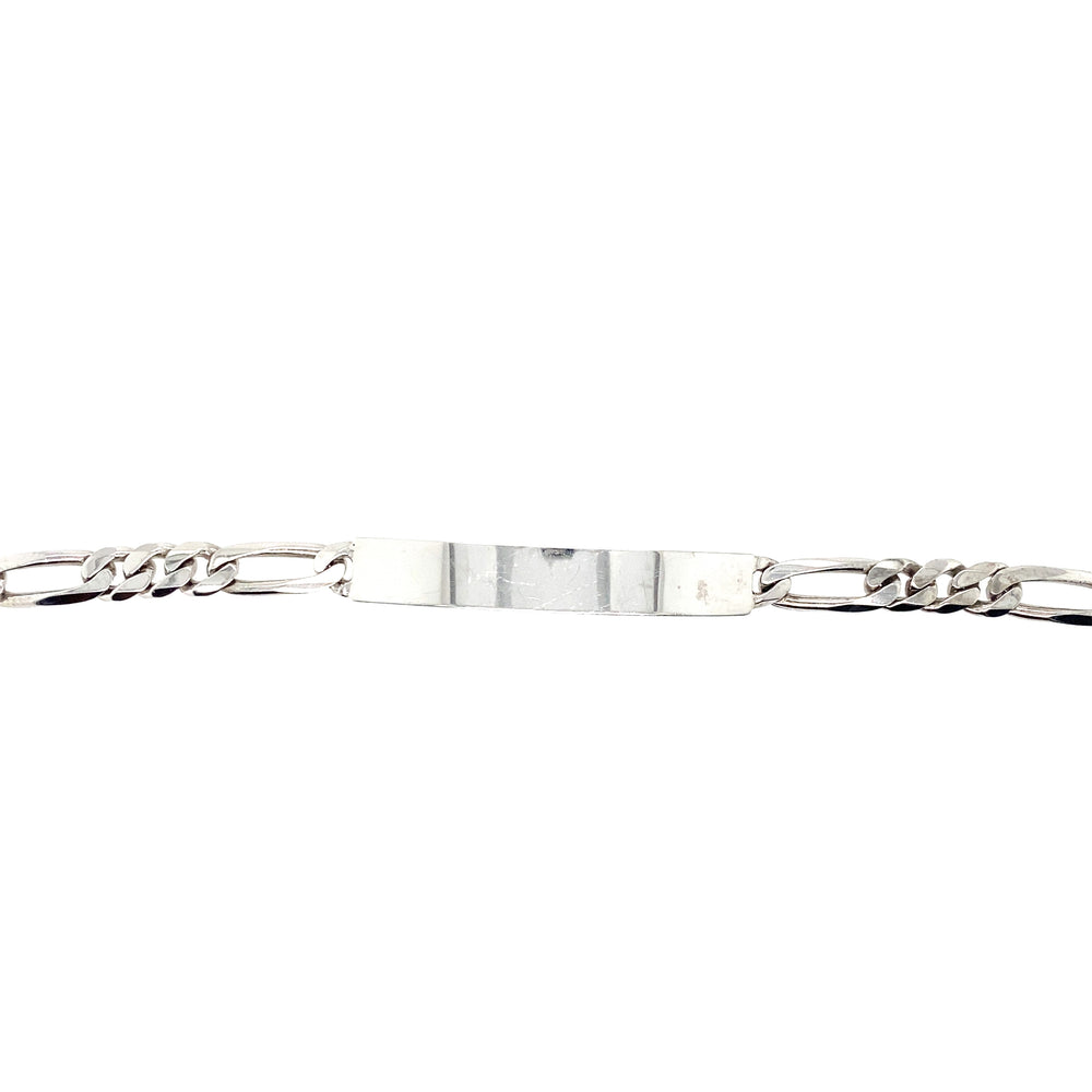 10kt White Gold 6mm Figaro ID Bracelet