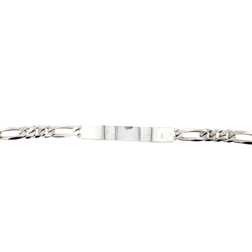 10kt White Gold 6mm Figaro ID Bracelet