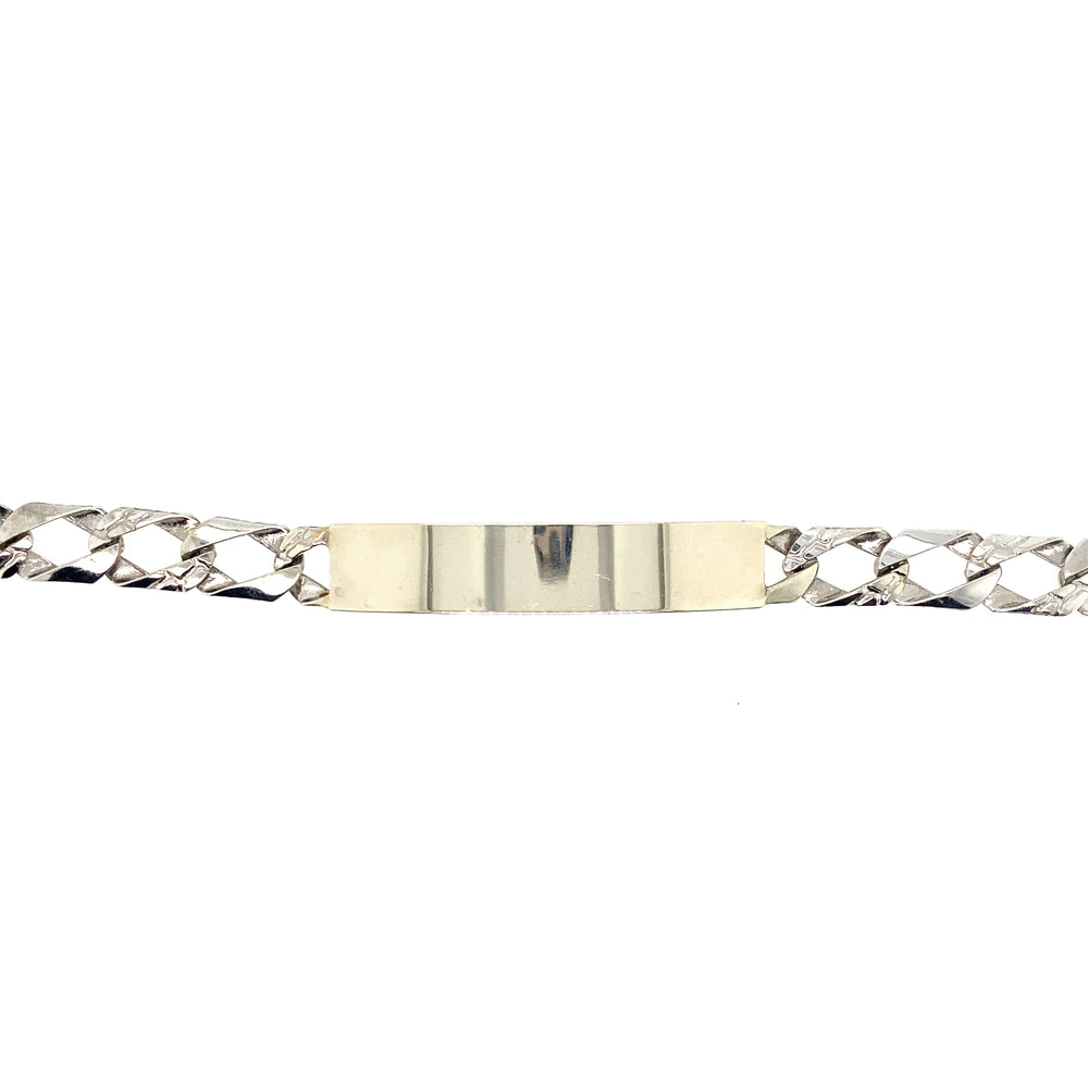 10kt White Gold 8.5mm Curb ID Bracelet