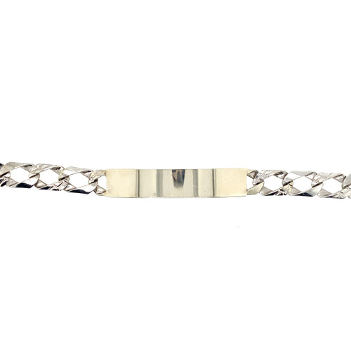 10kt White Gold 8.5mm Curb ID Bracelet