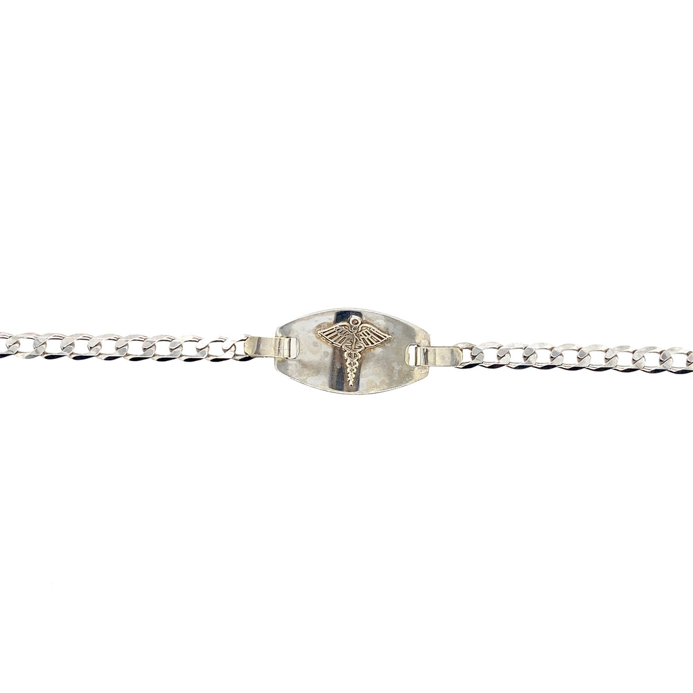 10kt White Gold 4mm Curb Medial Alert Bracelet