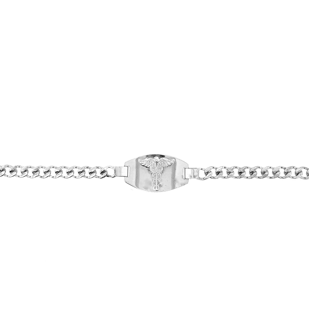 10kt White Gold 4mm Curb Medical Alert Bracelet