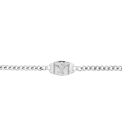 10kt White Gold 4mm Curb Medical Alert Bracelet