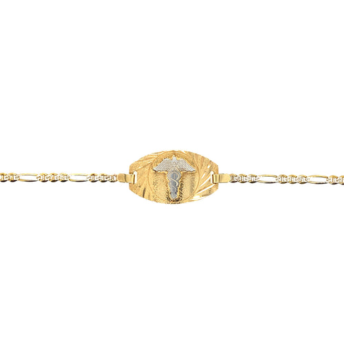 10kt Two-Tone Gold 2mm Figaro Medical Alert Bracelet