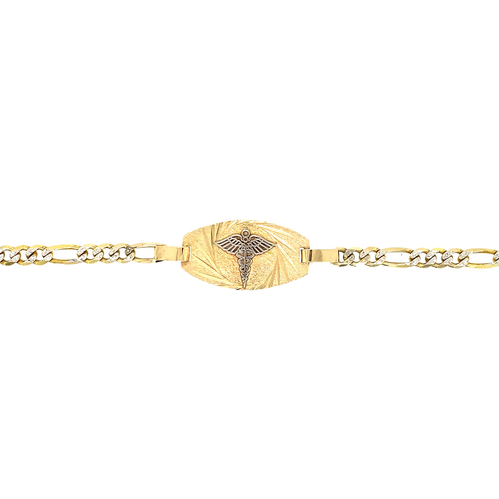10kt Yellow Gold 3.5mm Figaro Medical Alert Bracelet