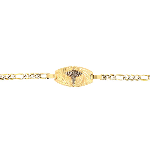 10kt Yellow Gold 3.5mm Figaro Medical Alert Bracelet