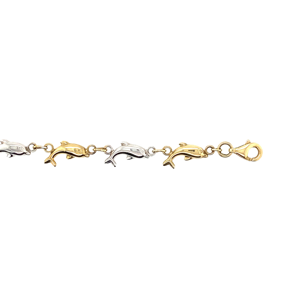 10kt Two-Tone Gold 5mm Fancy Dolphin Bracelet