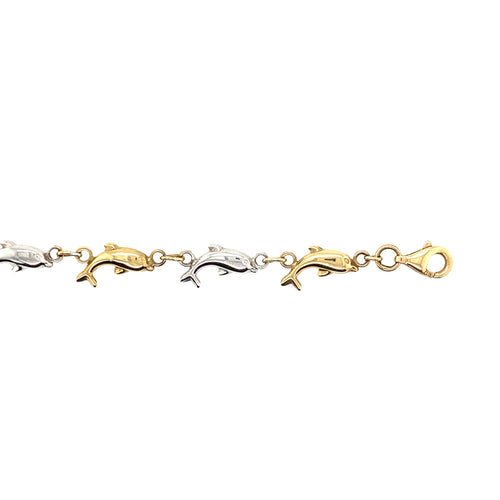 10kt Two-Tone Gold 5mm Fancy Dolphin Bracelet