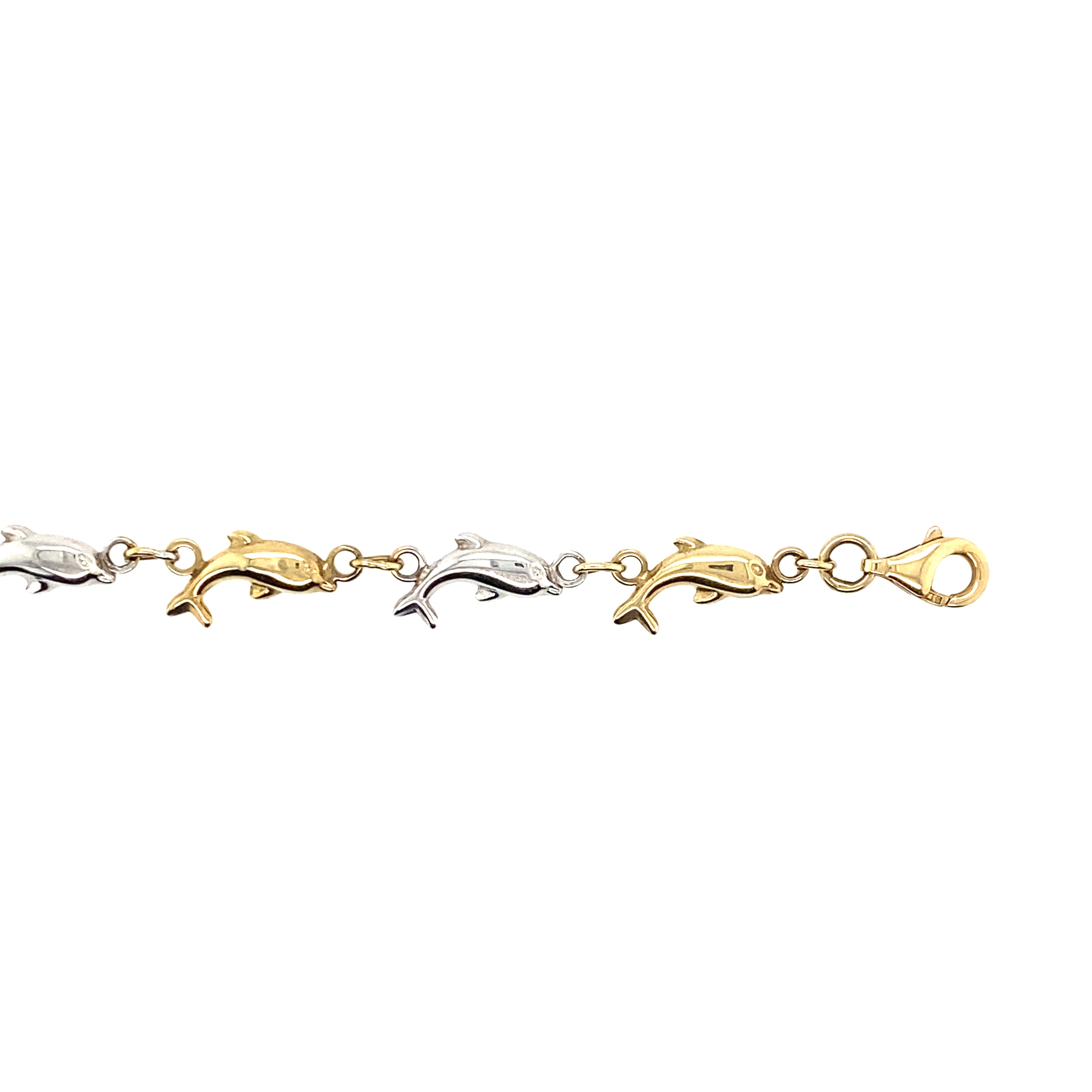 10kt Two-Tone Gold 5mm Fancy Dolphin Bracelet