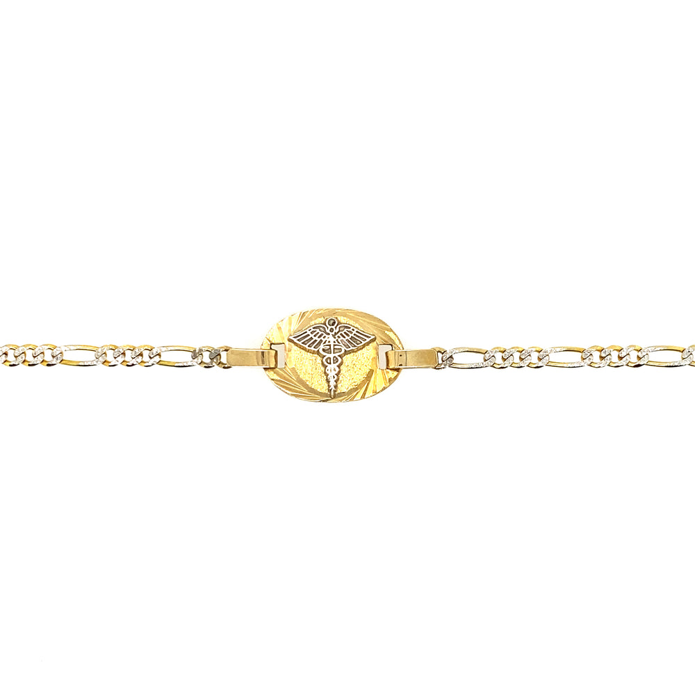 10kt Yellow Gold 3mm Figaro Medical Alert Bracelet