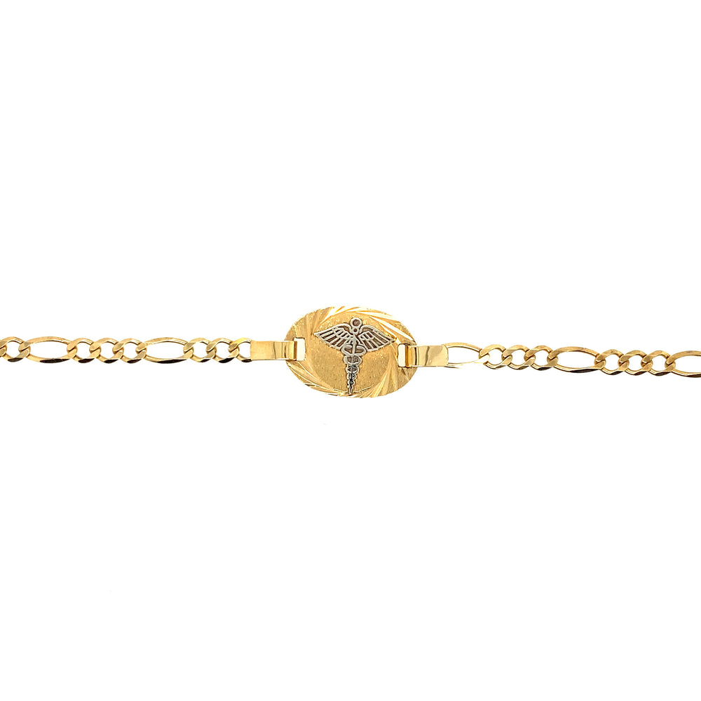 10kt Yellow Gold 3.5mm Figaro Medical Alert Bracelet