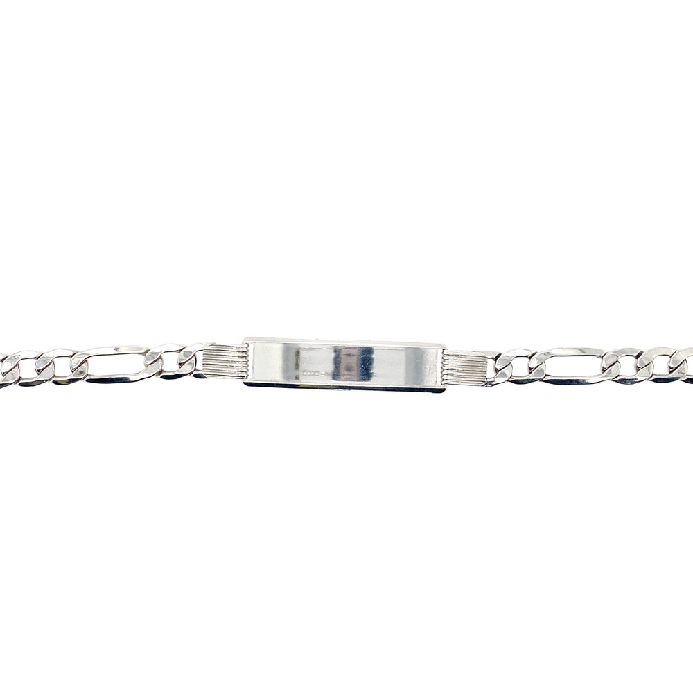 10kt White Gold 6mm Figaro ID Bracelet