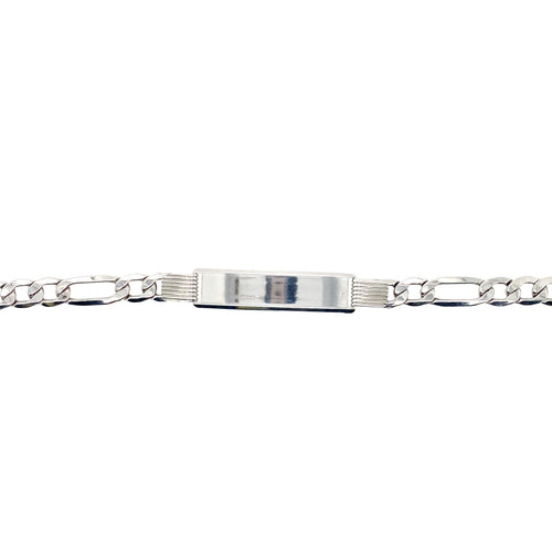 10kt White Gold 6mm Figaro ID Bracelet