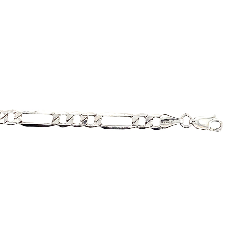 10kt White Gold 7" Figaro Bracelet