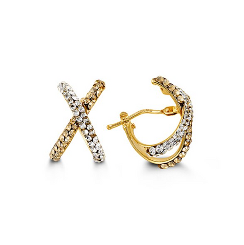 10kt Two-Tone Gold X Latchback  Earrings