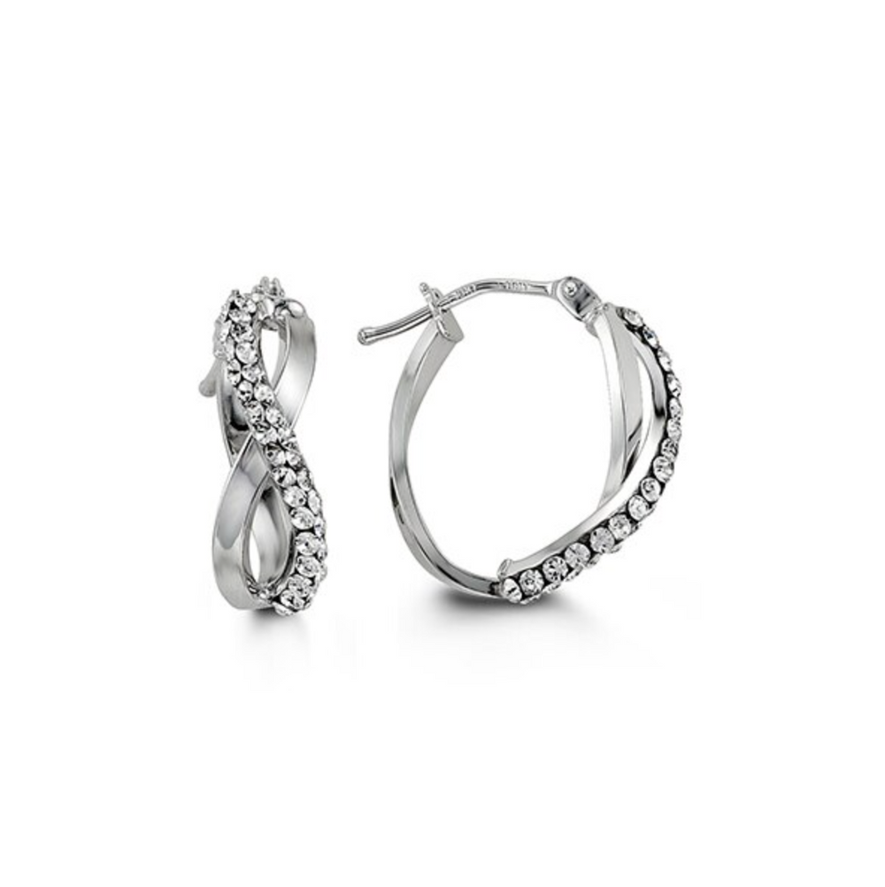 10kt White Gold Cubic Zirconia Hoop  Earrings