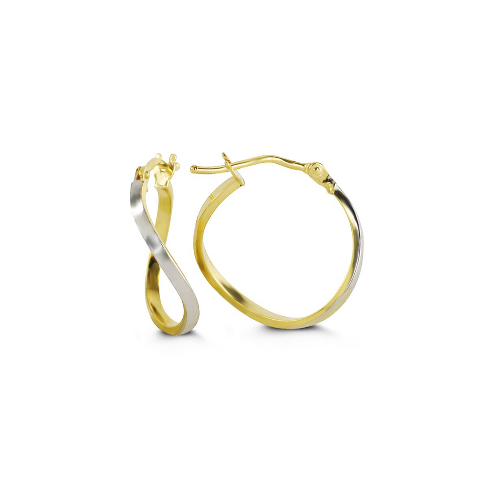 10kt Two-Tone Gold Half Twist Hoop Earrings